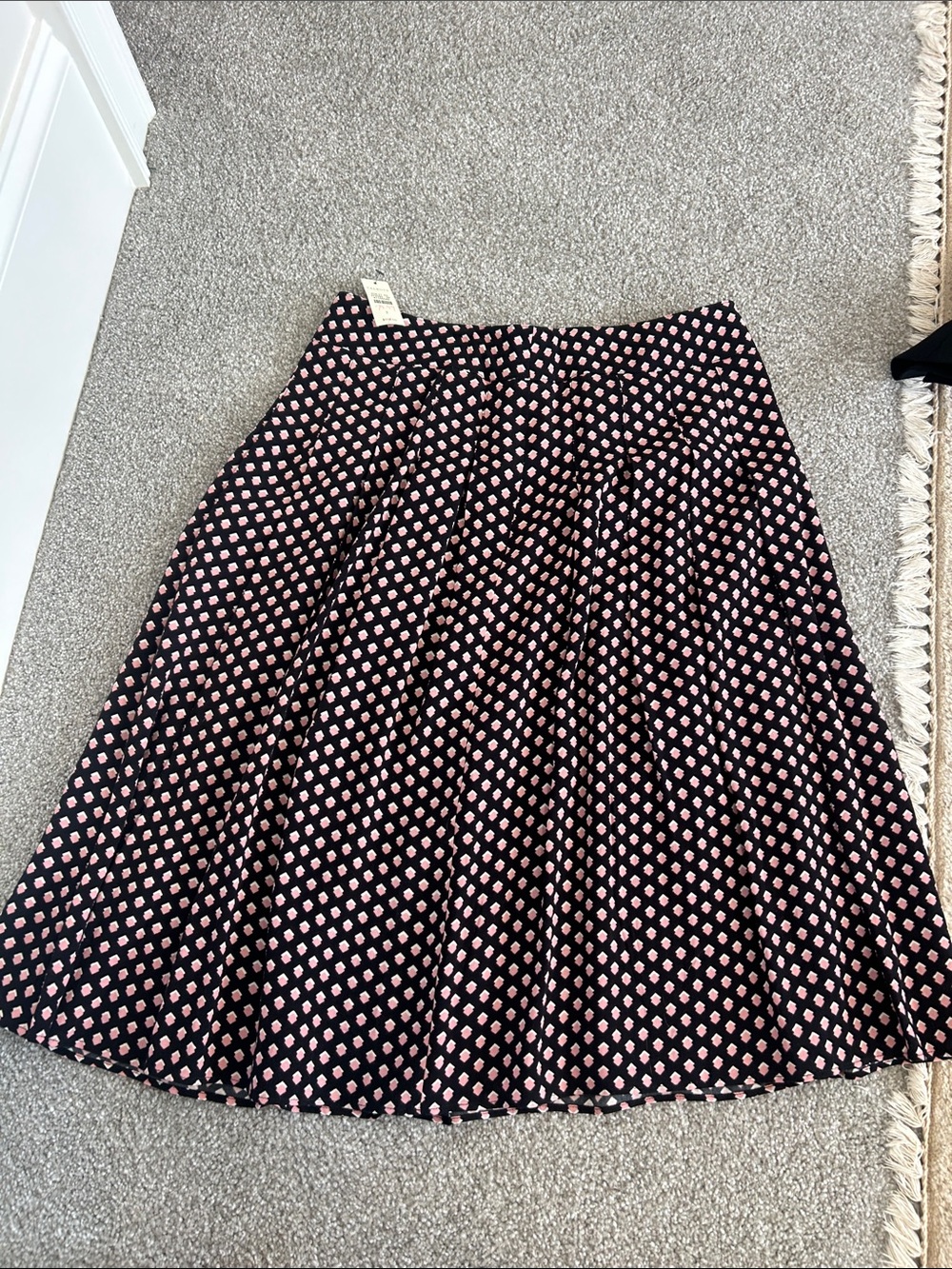 Black and Pink Printed A-Line Skirt